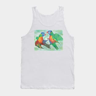 Colorfull parrots fight Tank Top